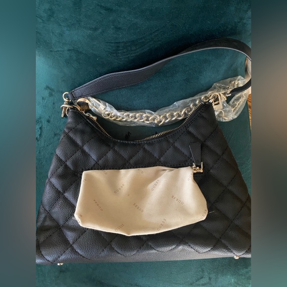 G by Guess Quilted Black Shoulder Bag with Gold Details - Picture 4 of 16